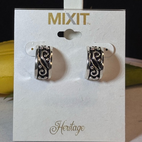 MIXIT Silver Tone Filigree Post Earrings - Picture 2 of 5